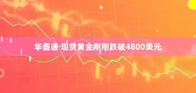 华盛通 现货黄金刚刚跌破4800美元